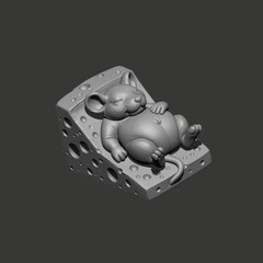 Mouse Cheese Relief Relief 3D Model STL File for CNC Wood Carving