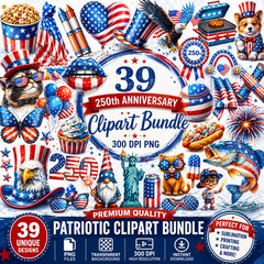 4th of July USA 250th Anniversary Fireworks PNG Bundle, Digital Download