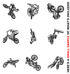 BMX BIKE RIDER TRICKS CLIPART IMAGES-EPS VECTOR CLIP ART-VINYL CUTTER PLOTTER CD