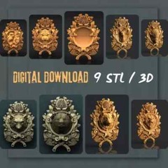 9 Different Wild Animal 3D STL models for CNC Router/Engraving for Home Décor