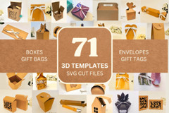 71 BOX TEMPLATE SVG Template with Handle Wedding Favors Party Favors Box Design