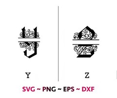 Fancy Split letters SVG bundle, Fancy alphabets files, SVG files for cricut