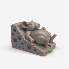 Mouse Cheese Relief Relief 3D Model STL File for CNC Wood Carving