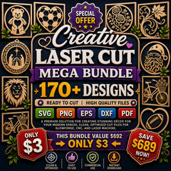 Lovely Laser Cut Mega SVG Bundle, 170+ Unique Designs, Digital Download