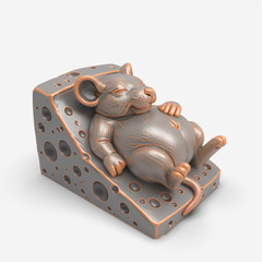 Mouse Cheese Relief Relief 3D Model STL File for CNC Wood Carving