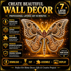 3D Butterfly Mandala SVG Laser Cut File, CNC Glowforge, Digital Download