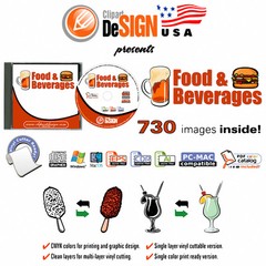 FOOD+DRINKS CLIPART-VINYL CUTTER PLOTTER IMAGES-EPS VECTOR CLIP ART CD