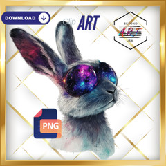 Realistic Bunny with Huge Space Eyes Looking Up – Digital Download Clip Art #17