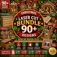 Christmas Laser Cut SVG Bundle, 90 Plus Designs, Digital Download