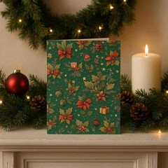 Classic Green Christmas Holiday Seamless Pattern – Digital Download Card