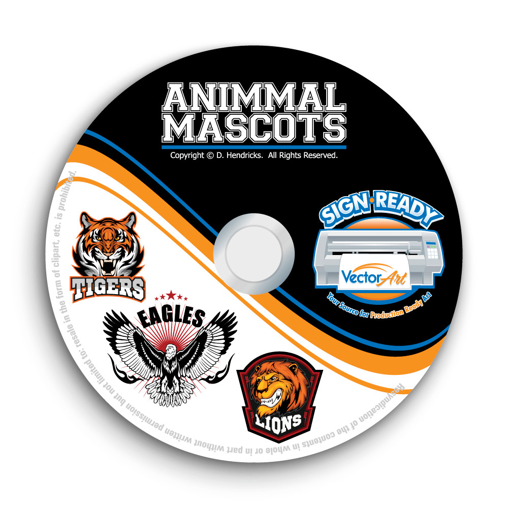 ANIMAL SPORTS MASCOT CLIPART-VECTOR CLIP ART IMAGES +T-SHIRT DESIGN TEMPLATES CD
