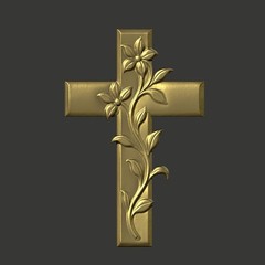 STL File Floral Cross 3D Printable Model for Maker CNC Projects