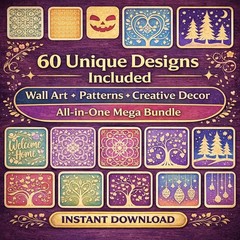 Laser Cut Wall Decor SVG Bundle, 60 Designs, Cricut Glowforge, Digital Download