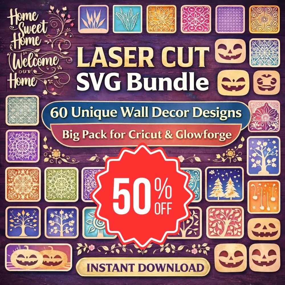 Laser Cut Wall Decor SVG Bundle, 60 Designs, Cricut Glowforge, Digital Download