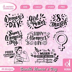 Bundle 44 Women’s Day, March 8 design, Svg, cricut, png, Silhouette file digital