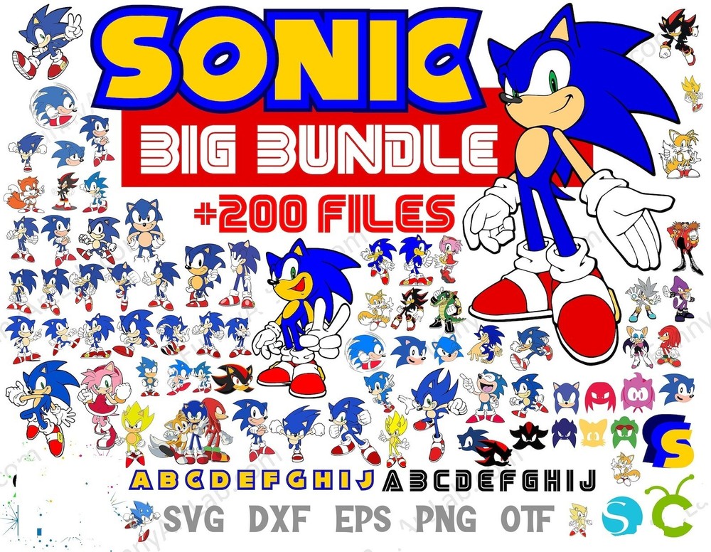 Sonic Bundle, Sonic Svg Cricut, Sonic Font, Sonic Letters Svg, Sonic Birthday