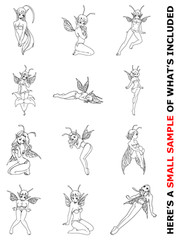 FAIRIES CLIPART-VECTOR CLIP ART-VINYL CUTTER PLOTTER IMAGES &T-SHIRT GRAPHICS CD
