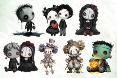 Spooky Doll Sublimation Bundle – 31 Creepy Cute PNGs