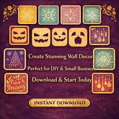 Laser Cut Wall Decor SVG Bundle, 60 Designs, Cricut Glowforge, Digital Download