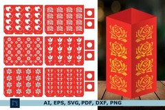 3D Lanterns SVG Bundle Laser Cut, Light Box Decor, Digital Download