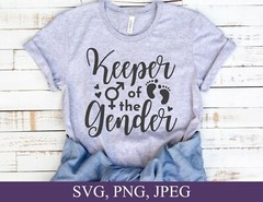 SVG, PNG, “Keeper of the Gender, Pregnancy Announcement” For Cricut Design Space