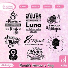 Bundle 44 Women’s Day, March 8 design, Svg, cricut, png, Silhouette file digital