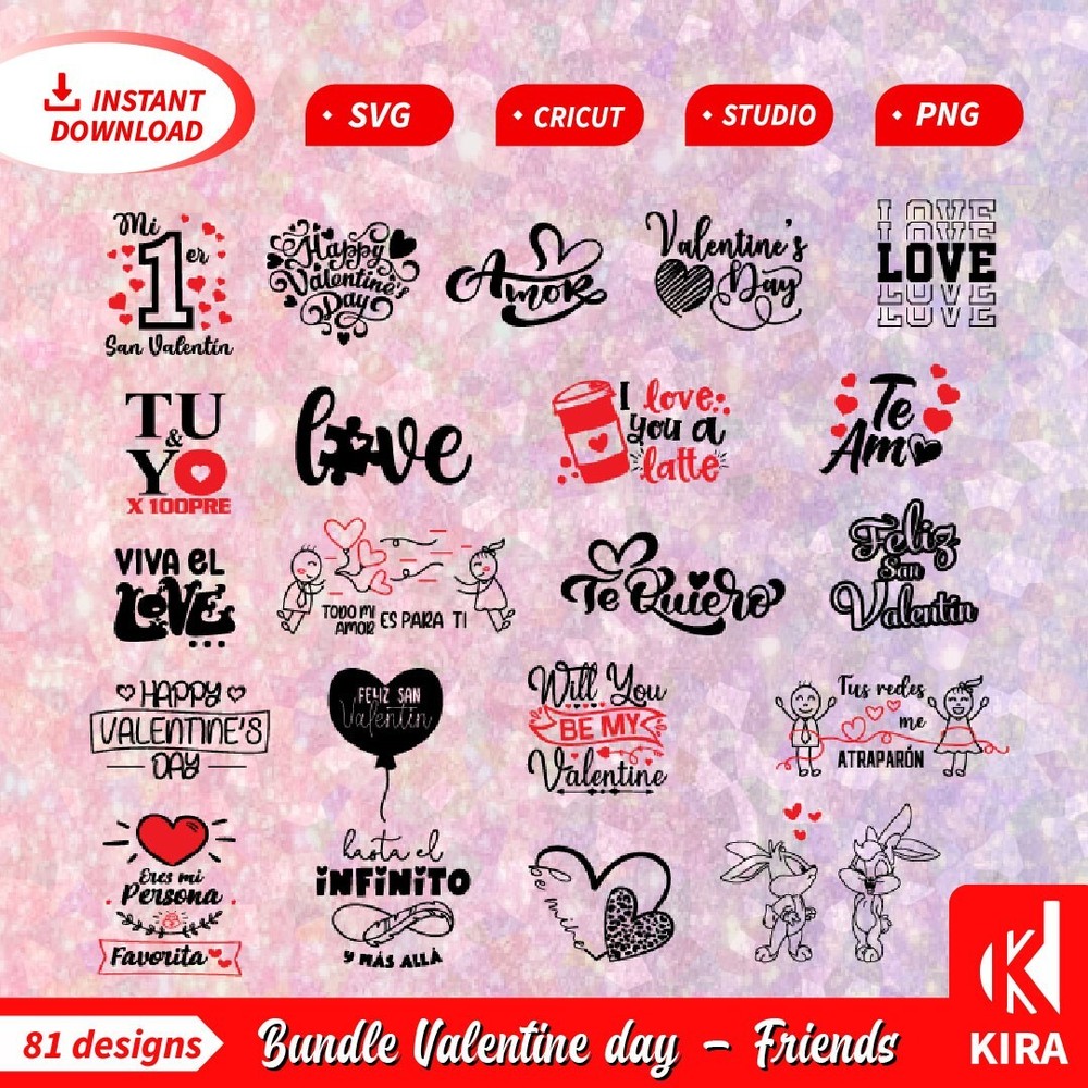 Day valentine and friends, bundle design, Svg, cricut, png, Silhouette archivos.