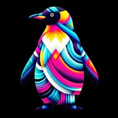 Penguim PNG Clip Art Colorful Abstract Sublimation Design Digital Clipart