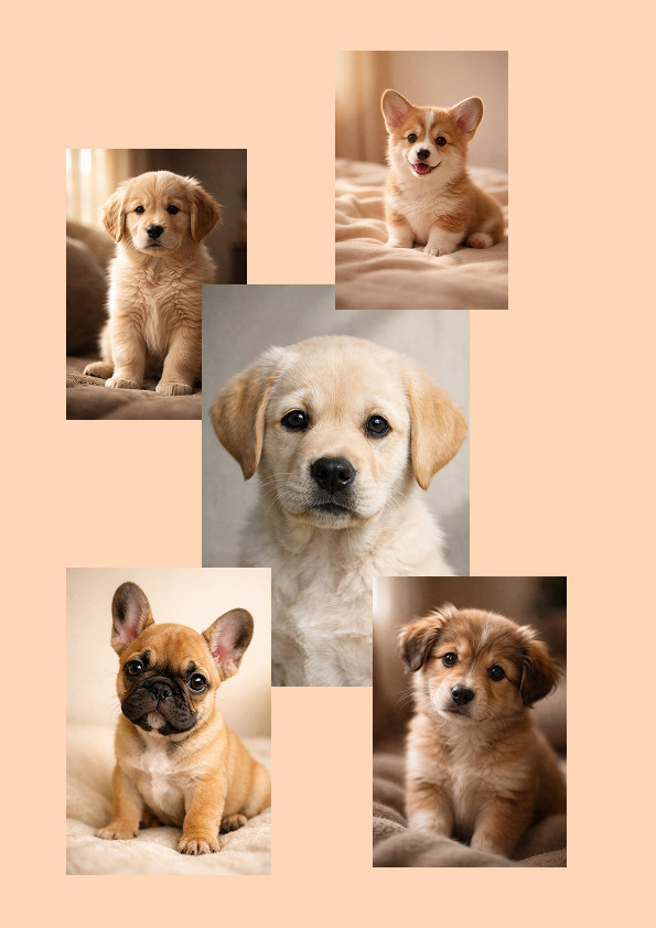 Realistic Puppy Digital Illustration Set (5 Images)