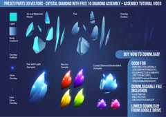 Crystal 3d Vector Design Elements Bundle with Tutorial video SVG/Ai/PNG/JPG/OBJ