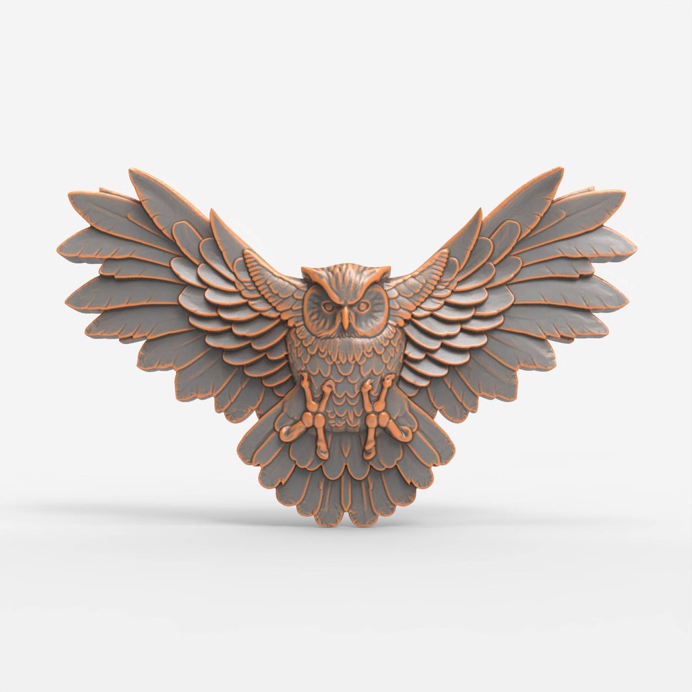 Flying Owl Relief Relief 3D Model STL File for CNC Router Wood Carving