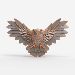 Flying Owl Relief Relief 3D Model STL File for CNC Router Wood Carving