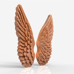Angel Wings Relief 3D Model STL File for Wood CNC Carving
