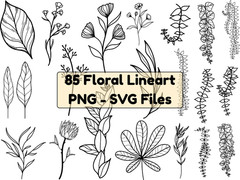 85 Floral Line Art SVG Bundle Wildflower Minimalist Botanical Cricut Cut Files