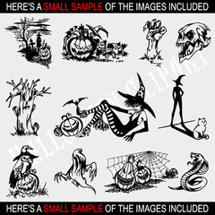 HALLOWEEN CLIPART-VECTOR CLIP ART-VINYL CUTTER PLOTTER IMAGES&TSHIRT GRAPHICS CD