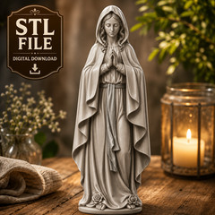 Our Lady Lourdes Art – 3D Art File – STL for CNC Router and 3D Print