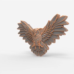 Flying Owl Relief Relief 3D Model STL File for CNC Router Wood Carving
