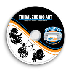 TRIBAL ZODIAC CLIPART -VECTOR CLIP ART IMAGES -VINYL CUTTER PLOTTER GRAPHICS CD