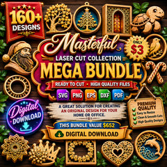 160+ Laser Cut Wall Art SVG Bundle | Glowforge SVG Files | Digital Download