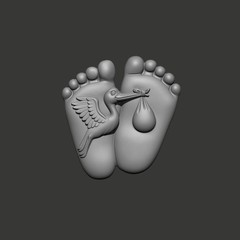 Personalized Baby Feet Stork 3D Art File – STL for CNC Router & 3D Printing
