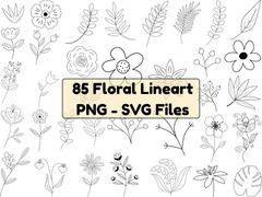 85 Floral Line Art SVG Bundle Wildflower Minimalist Botanical Cricut Cut Files