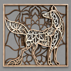 Multilayer Fox Mandala Laser Cut Bundle, Digital Download