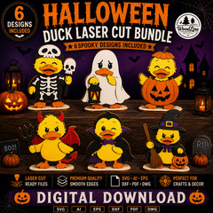 Halloween Duck Shelf Sitter SVG Bundle Laser Cut Glowforge DXF, Digital Download