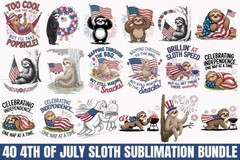 Sloth 4th of July PNG Bundle Patriotic Sublimation Designs, Digital Download