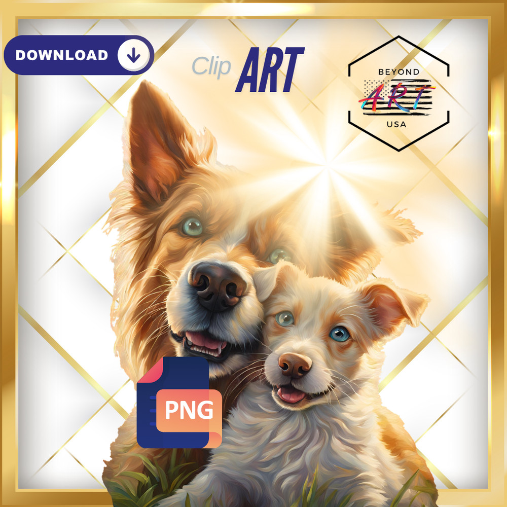 Pair of Dogs Heaven + Happy Sent Lovley Peaceful – Digital Download Clip Art #8