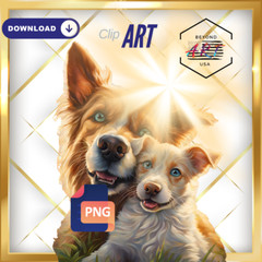 Pair of Dogs Heaven + Happy Sent Lovley Peaceful – Digital Download Clip Art #8