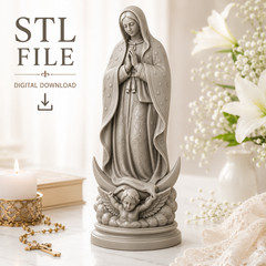 Our Lady Guadalupe Sculpture Printable Design Sculpture STL CNC File – 3D