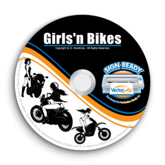 GIRLS-BIKES-MOTORCYCLE CLIPART-VECTOR CLIP ART-VINYL CUTTER PLOTTER -GRAPHICS CD
