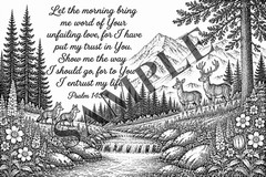Psalm 143:8 Bible Scripture PNG/JPG CAD files for laser engraving 4 files