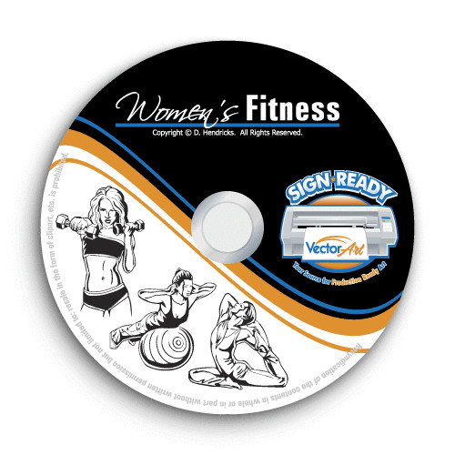 WOMENS FITNESS CLIPART-VECTOR CLIP ART-VINYL CUTTER PLOTTER+T-SHIRT GRAPHICS CD